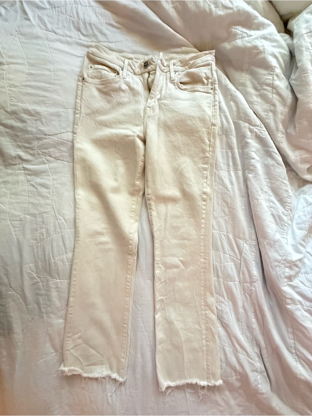 Mango Cream Straight-Leg Jeans